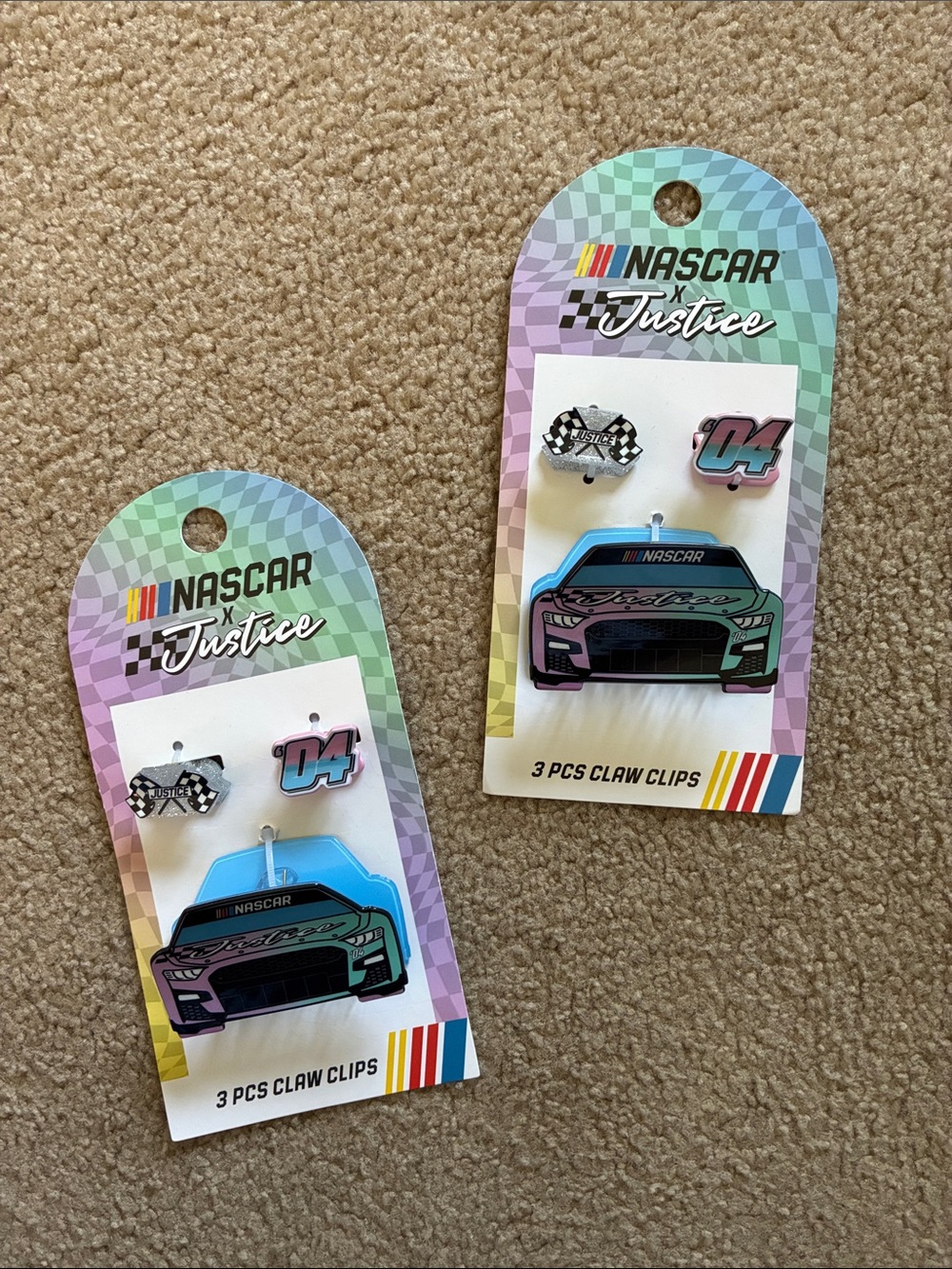 Nascar x Justice Three Piece Claw Clips - Two Sets